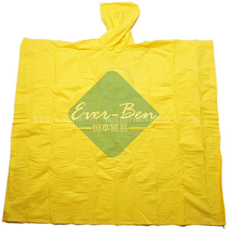 Yellow PEVA kids poncho raincape wholesaler